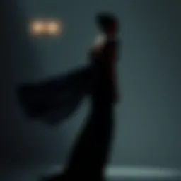 Elegant full figure black dress with a flowing silhouette