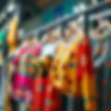 Colorful and eclectic funky tops on display