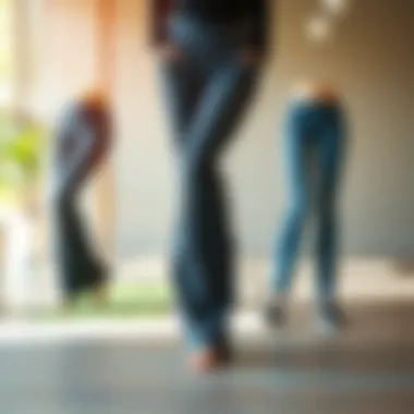 Stylish grey bootcut yoga pants displayed on a wooden floor