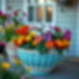Elegant half round planter basket showcasing vibrant flowers
