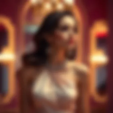 Stylish accessories complementing a high slit satin prom dress