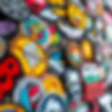 Colorful array of iron-on vinyl patches showcasing different designs and textures