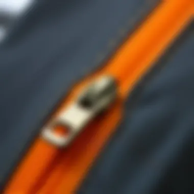 A close-up of the zipper mechanism showcasing its durability.