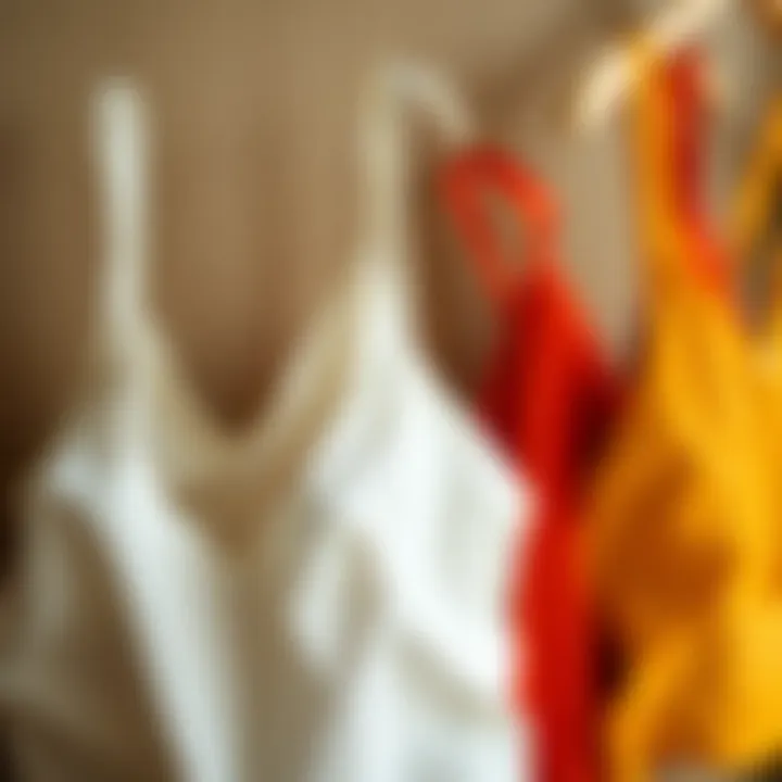 Various fabric choices for low cut cami tops