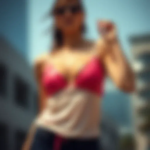 Stylish low cut cami top showcasing its design