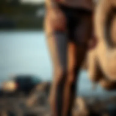 Sustainable materials used in the creation of fishnet leggings displayed aesthetically