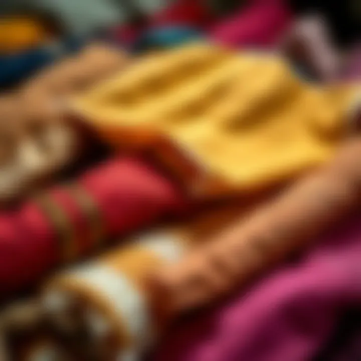 Textiles Through Time A selection of historical fabrics used in traditional garments, highlighting texture and color.