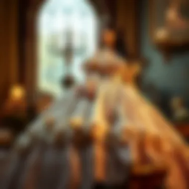 Victorian Splendor A Victorian ball gown featuring voluminous skirts and ornate detailing.