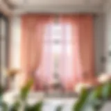 Sophisticated Ombre Blush Drapery Elegant ombre blush curtains draping gracefully in a modern living space