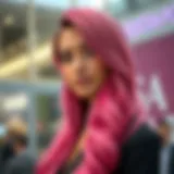 Vibrant pink ombre hair extensions displayed elegantly