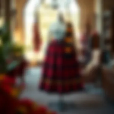 A vibrant plus-size Gryffindor skirt displayed in a stylish setting
