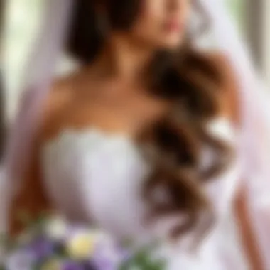 Accessories complementing a plus size lilac wedding dress