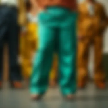 Variety of materials used in plus size long pants