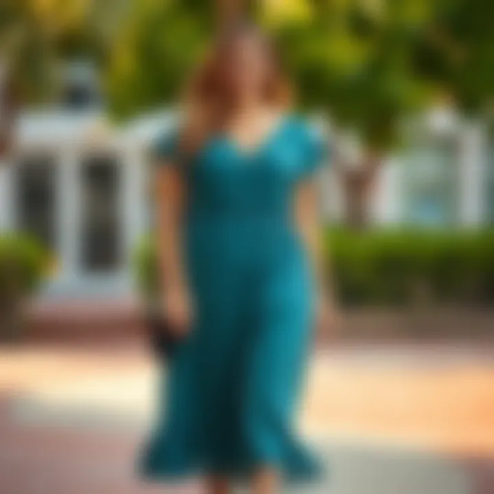 Trendy plus size midi dress showcasing sustainable fabric choices