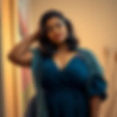 Embracing Fit and Comfort A plus-size individual showcasing dress fit and comfort