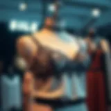 Elegant plus size strappy top on a mannequin showcasing intricate design details