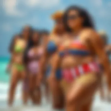 Celebrating Diversity in Plus Size Swimwear Group of diverse individuals wearing festive plus size swimsuits