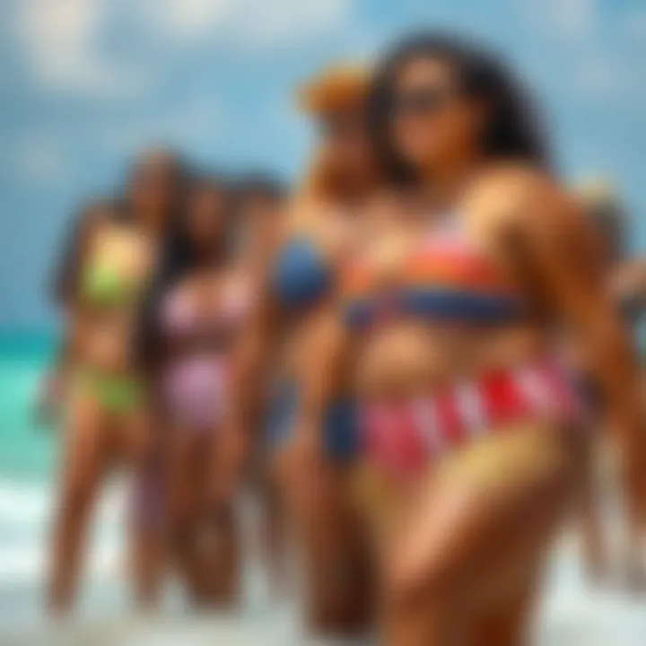 Celebrating Diversity in Plus Size Swimwear Group of diverse individuals wearing festive plus size swimsuits