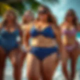 Vibrant plus size swimsuit collection featuring patriotic colors