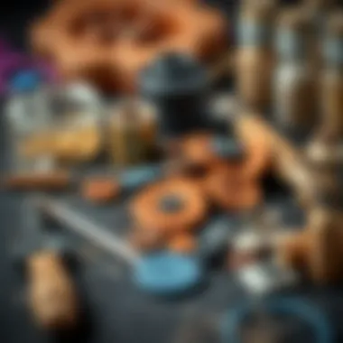 A selection of tools and materials used for creating polymer clay disc beads