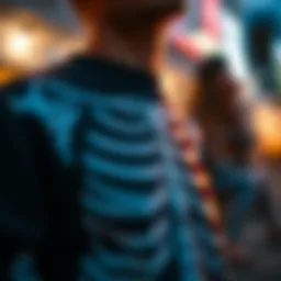 Close-up view of the Romwe skeleton sweatshirt featuring intricate design details