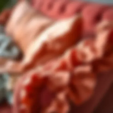 Diverse Fabrics for Ruffled Couch Covers Close-up of diverse fabrics used for ruffled couch covers