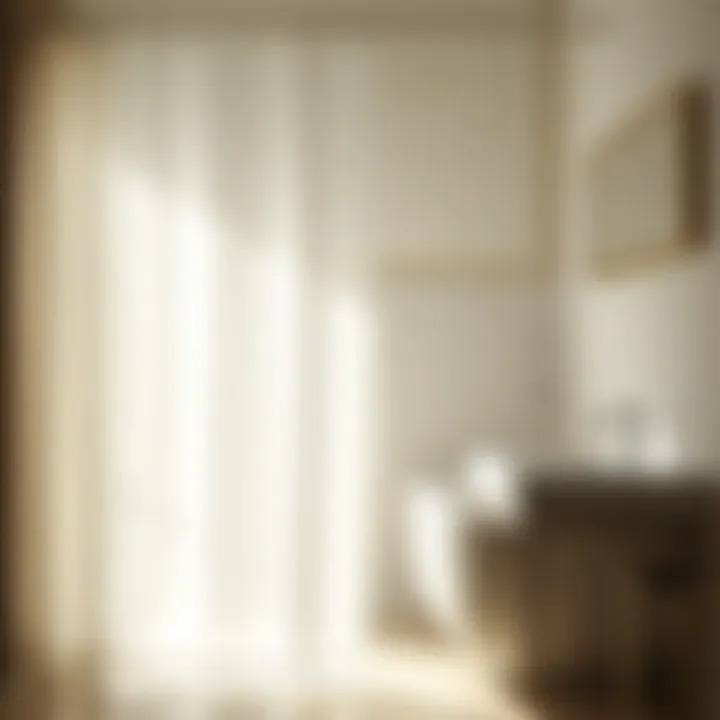 The Impact of Sheer Fabrics on Light Diffusion Natural light filtering through sheer fabric in a bathroom setting