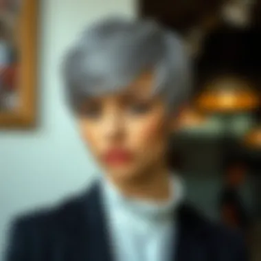 Versatile Short Grey Pixie Wig Stylish short grey pixie wig showcasing versatility