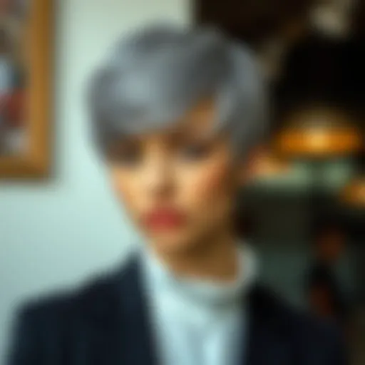 Versatile Short Grey Pixie Wig Stylish short grey pixie wig showcasing versatility