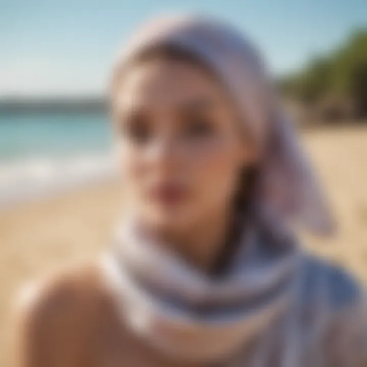 A serene setting showcasing a person experiencing wellness with a head scarf