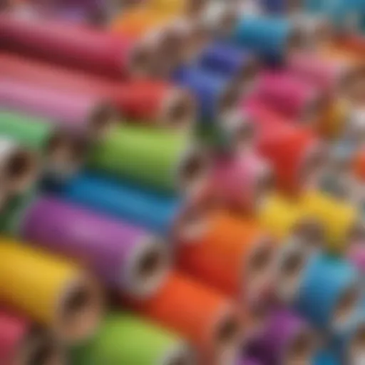 Colorful array of solid contact paper rolls