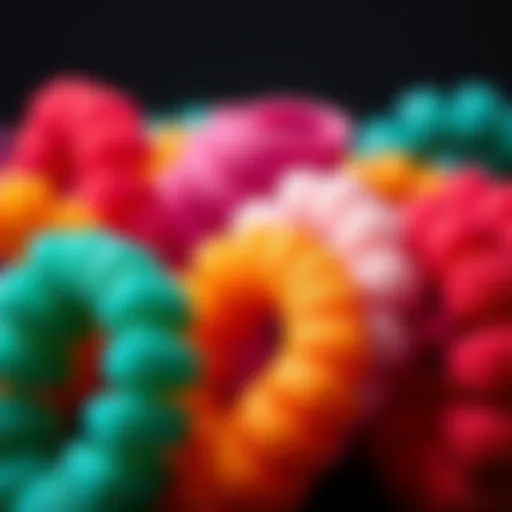 Close-up view of sponge hair curlers in different colors