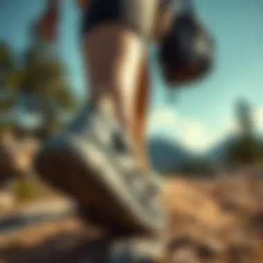 Sports Sandals in Outdoor Adventure A woman wearing stylish sports sandals in an adventurous outdoor setting