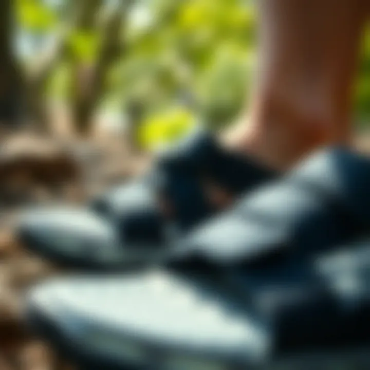 Sustainable Materials in Sports Sandals Close-up of sustainable materials used in sports sandals