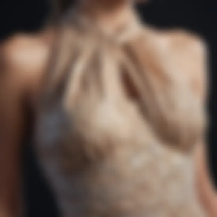 Close-up of a halter dress showcasing luxurious fabric texture