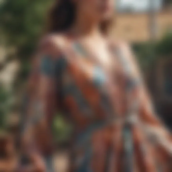 Close-up of sustainable fabrics used in maxi dresses