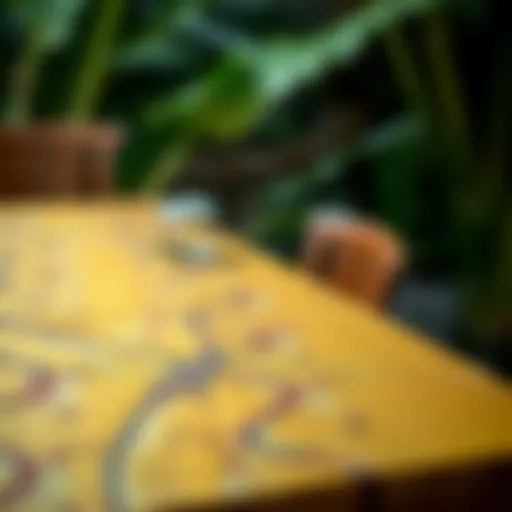 Intricate design of a banana leaf tablecloth showcasing its natural patterns