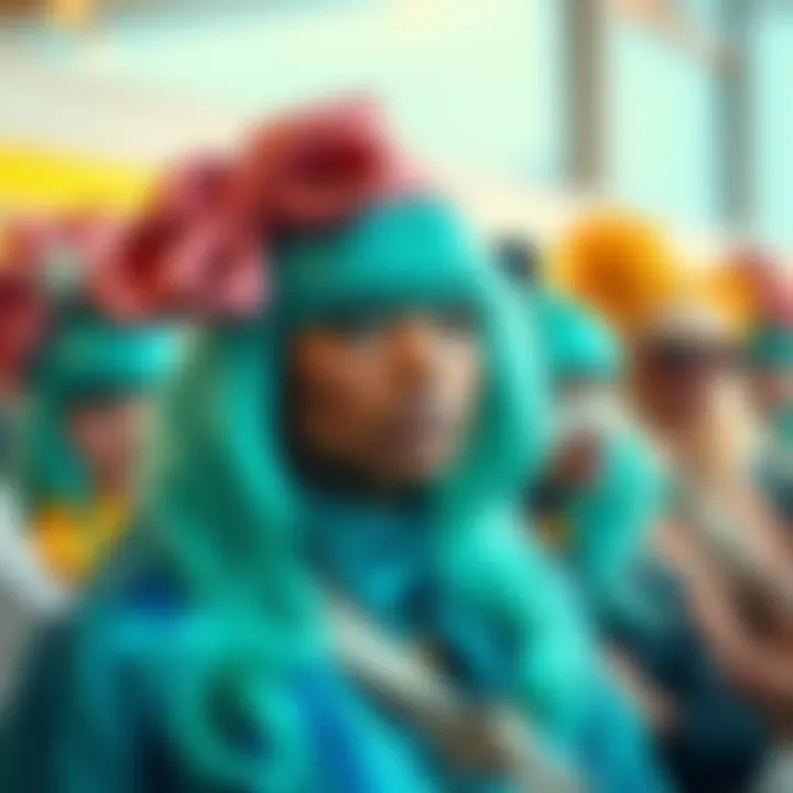 Versatile Styles of Mint Green Wigs A creative display of various mint green wig styles and accessories