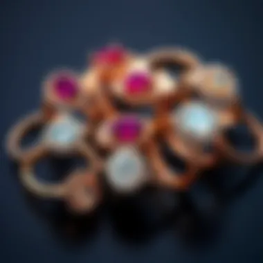 A collection of various 14K rose gold CZ rings
