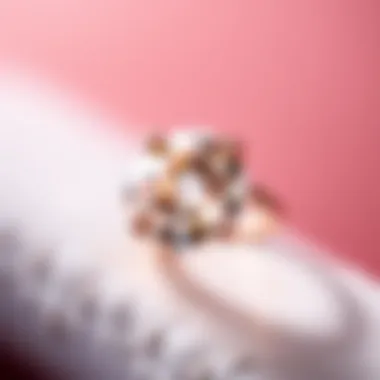 Close-up view of cubic zirconia set in rose gold