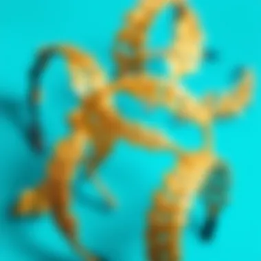 An artistic arrangement of various gold leaf headbands highlighting their unique designs.