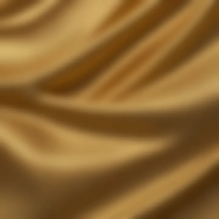 Close-up of fabric texture of plus size gold pants