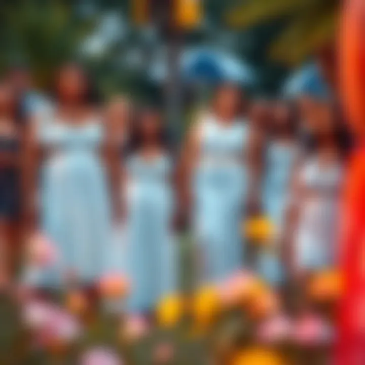 Outdoor event featuring diverse models in white dresses