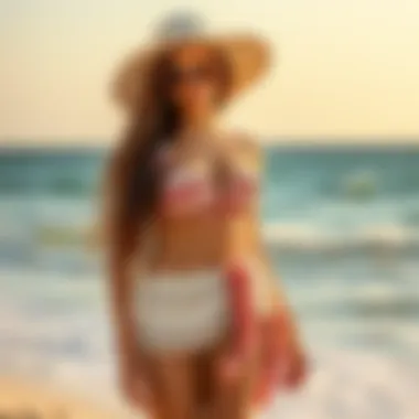 Stylish two-piece summer set on a beach backdrop