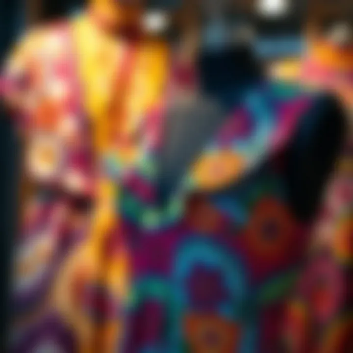 A vibrant sun dress displayed on a mannequin, highlighting its intricate patterns.