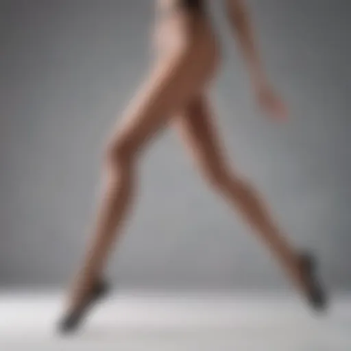 A dancer elegantly showcasing pantyhose in a contemporary performance.