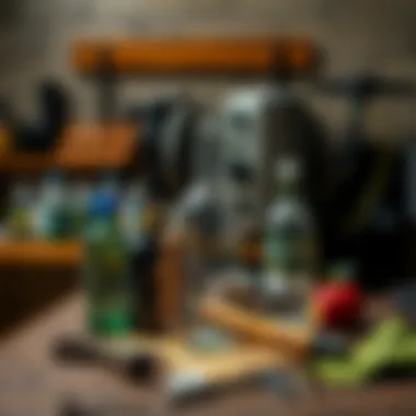 Artistic Bottle Cutting Setup Artistic bottle cutting setup with tools and materials