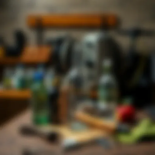 Artistic Bottle Cutting Setup Artistic bottle cutting setup with tools and materials