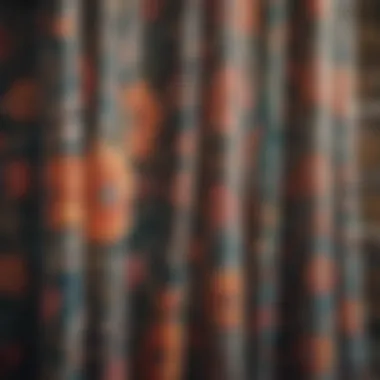 Intricate Floral Patterns of Bohemian Shower Curtains Close-up view of intricate floral patterns on a boho shower curtain.