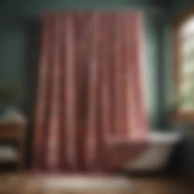 Sustainable Fabric Choices for Bohemian Shower Curtains Eco-friendly fabric options for bohemian shower curtains displayed on a wooden surface.